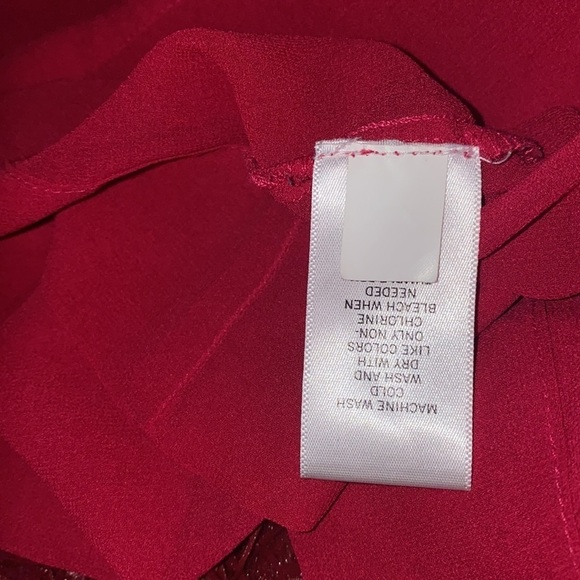 Banana Republic fushia double  layered ruffle trim blouse Sz M - Picture 10 of 16